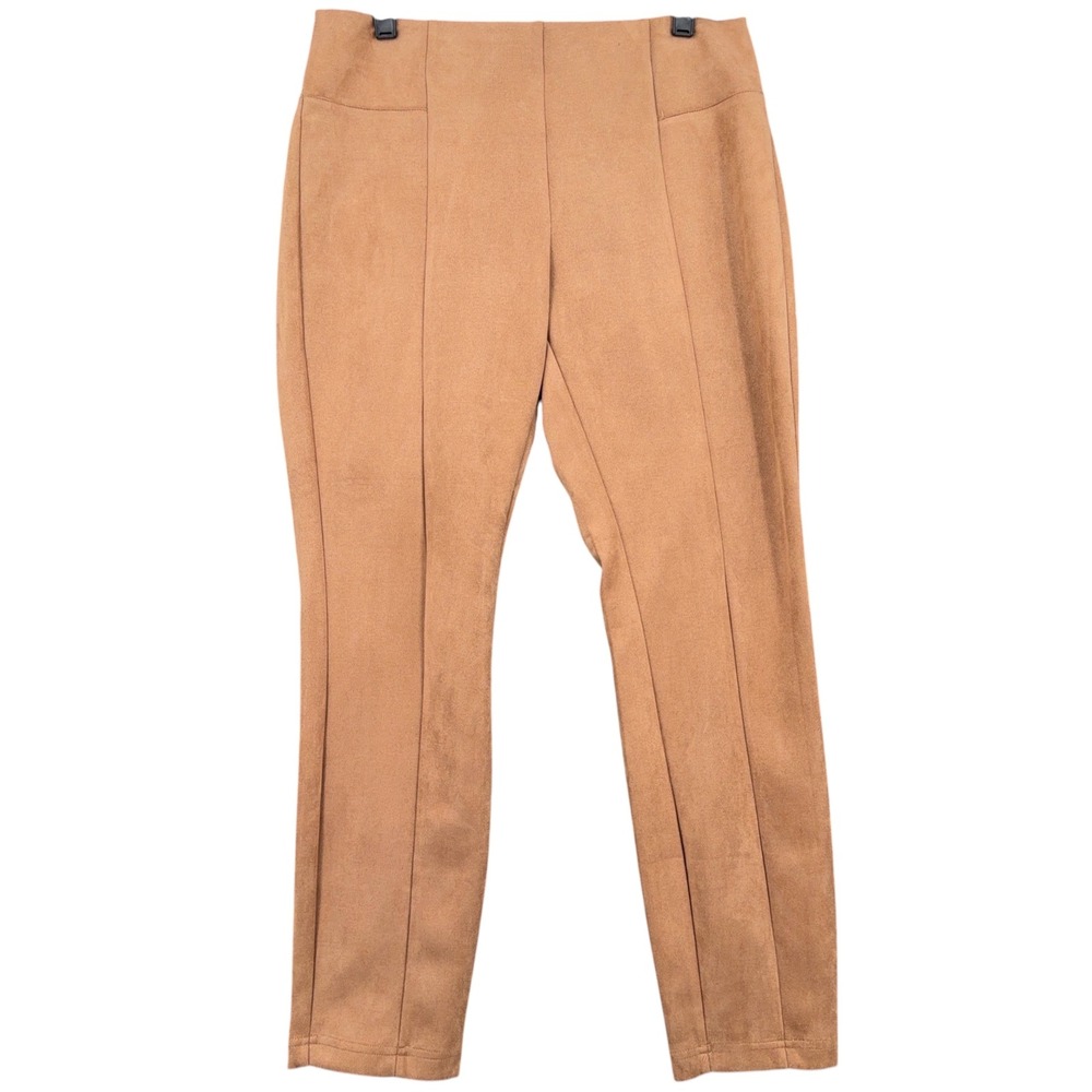 Zac & Rachel Faux Suede Leggings Womens M Polyester Spandex Camel Brown